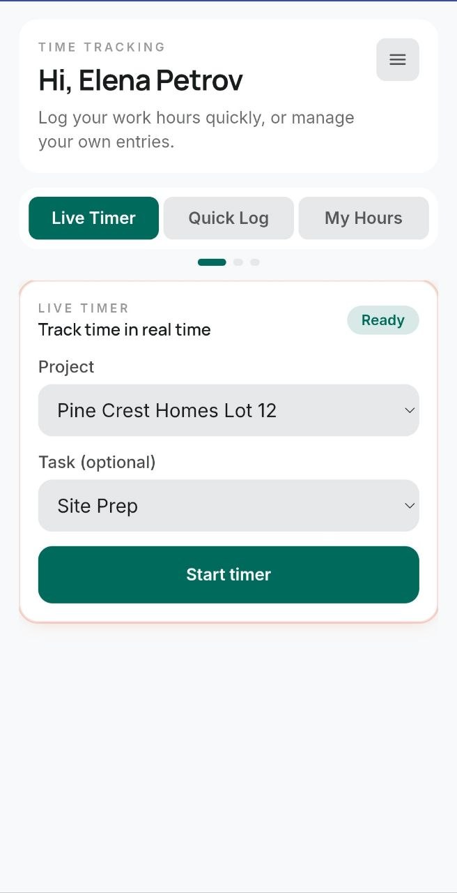 Worker profile view showing project access, tags, and worker link actions.